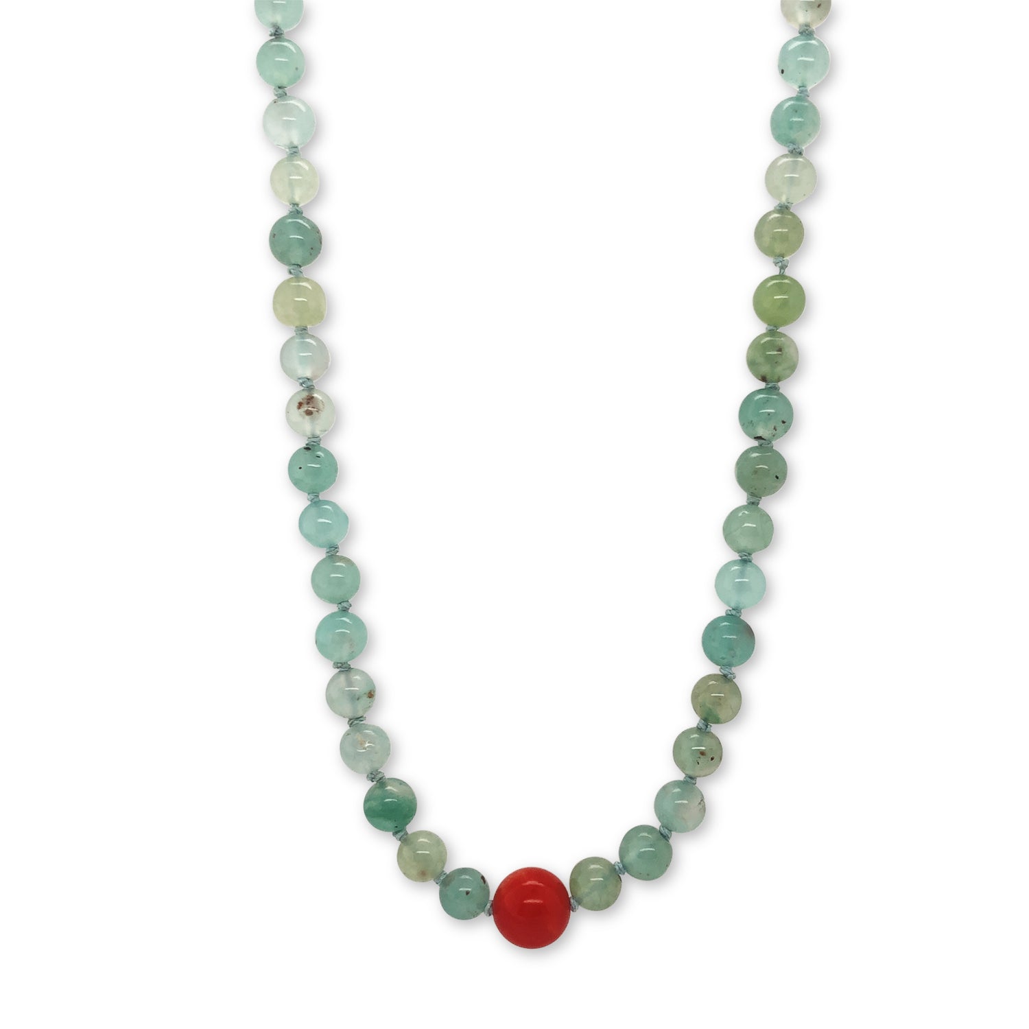 Aquaprase™ and Red Coral Bead Necklace