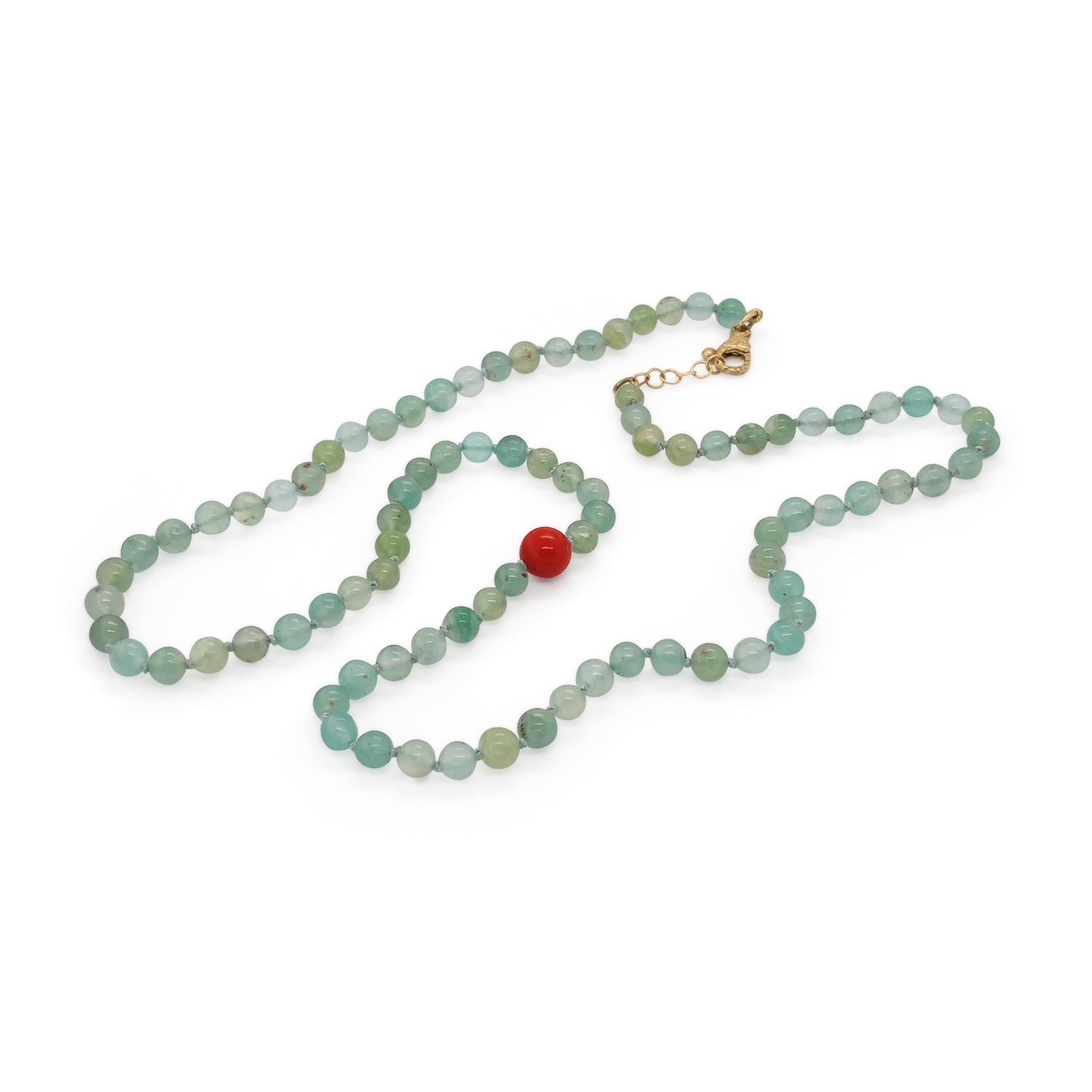 Aquaprase™ and Red Coral Bead Necklace