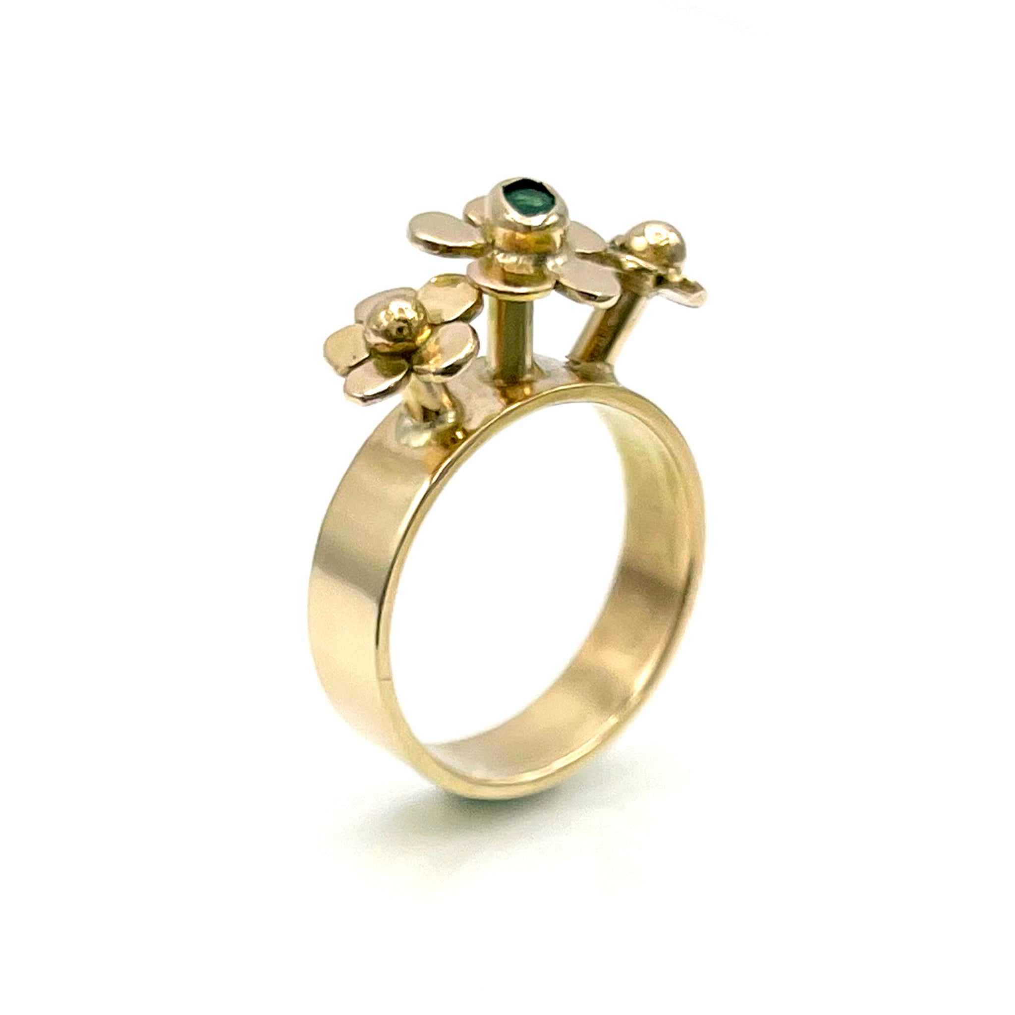 Emerald Garden Flower Ring