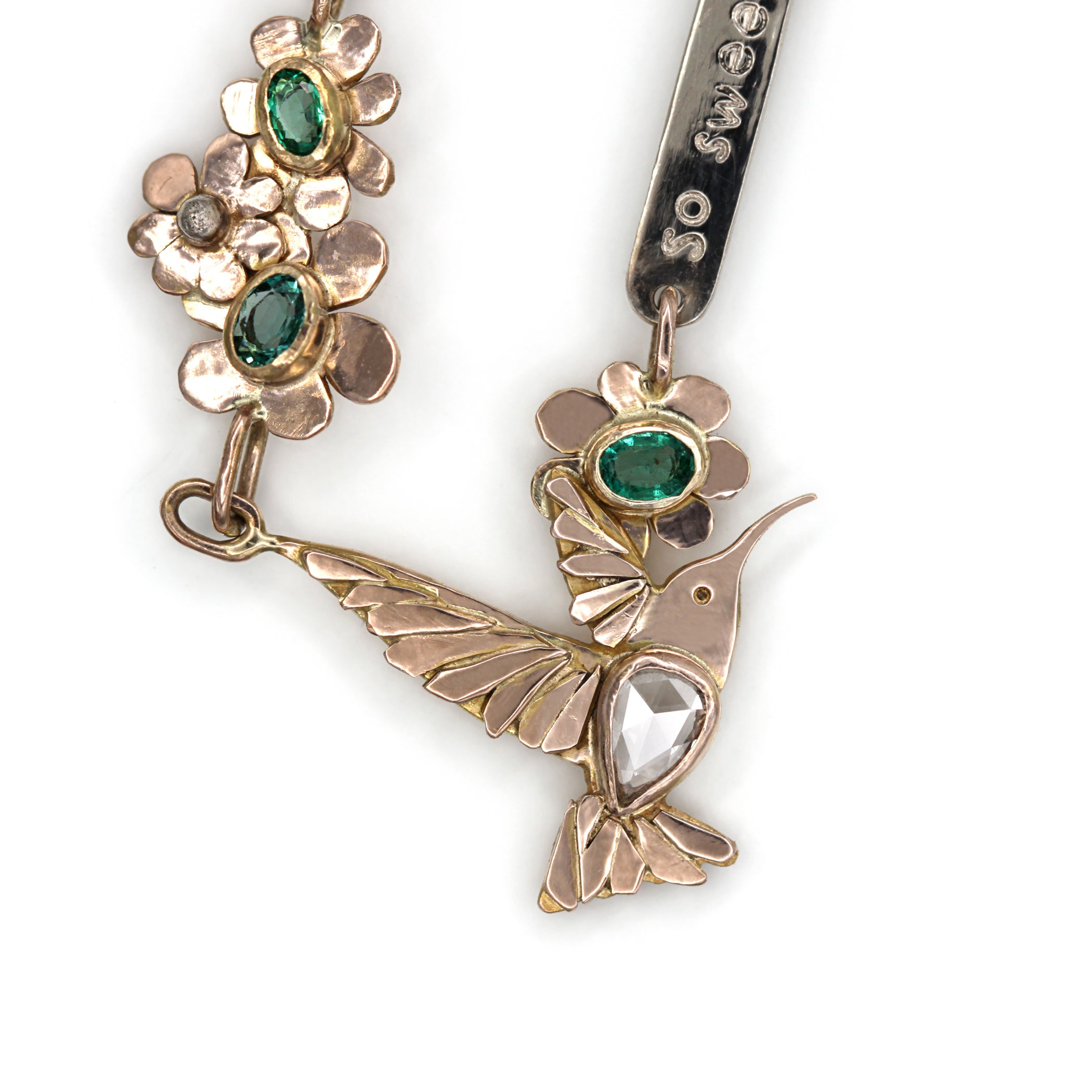 Hummingbird Diamond and Emerald Necklace