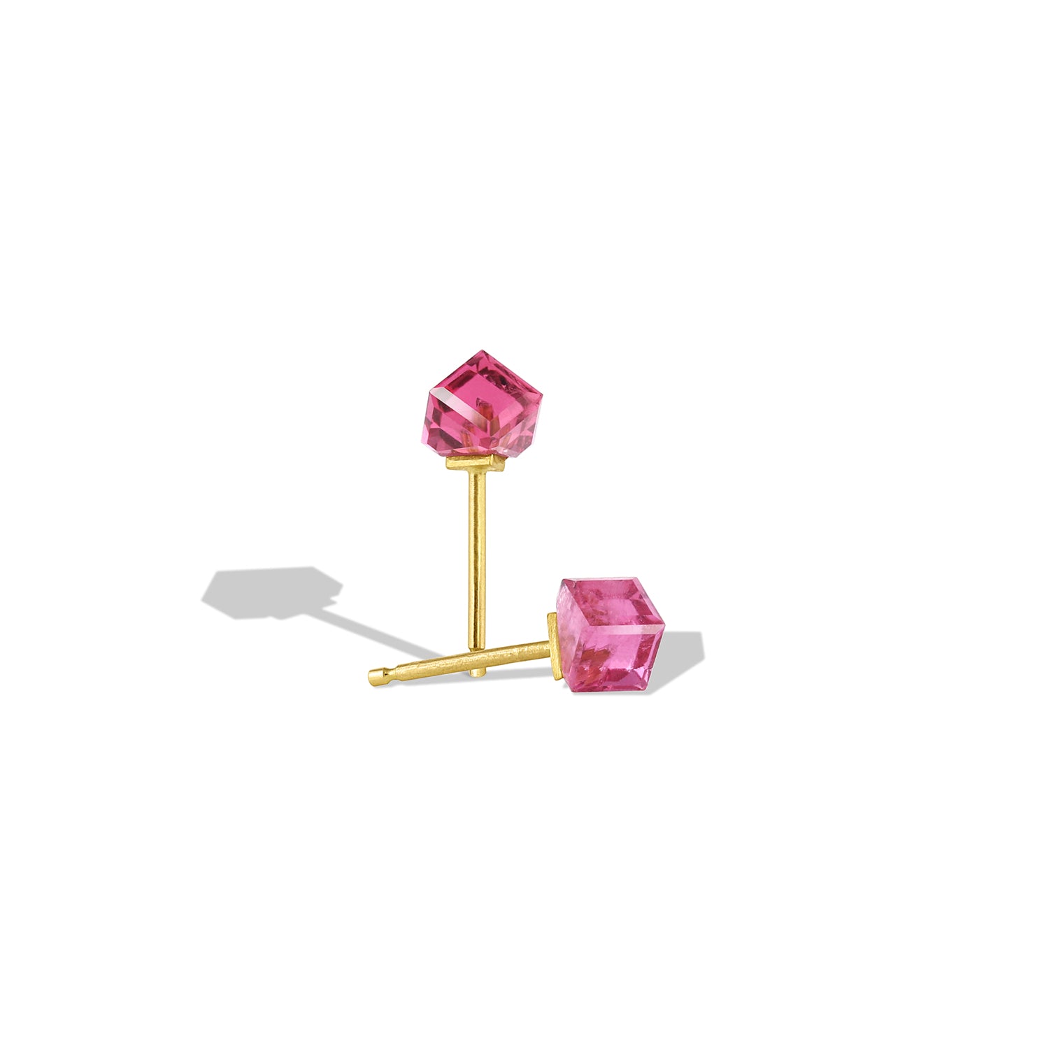 Mini Cubic Studs - Rubellite Tourmaline