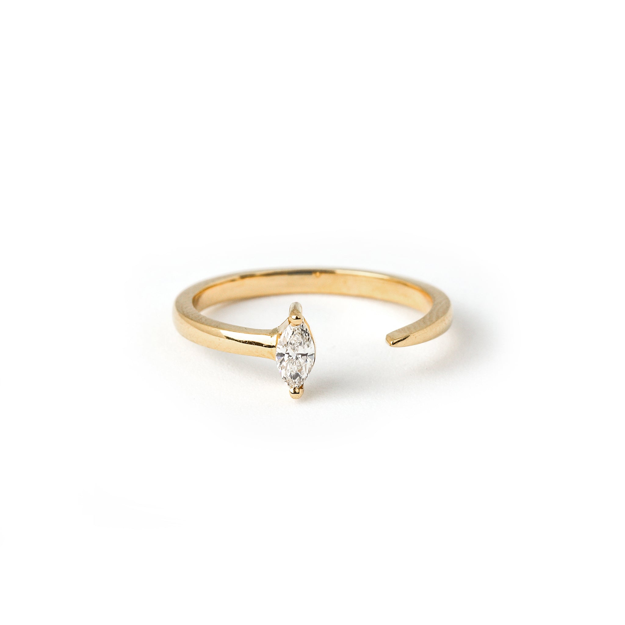 Open Tapered Ring with Marquise Diamond