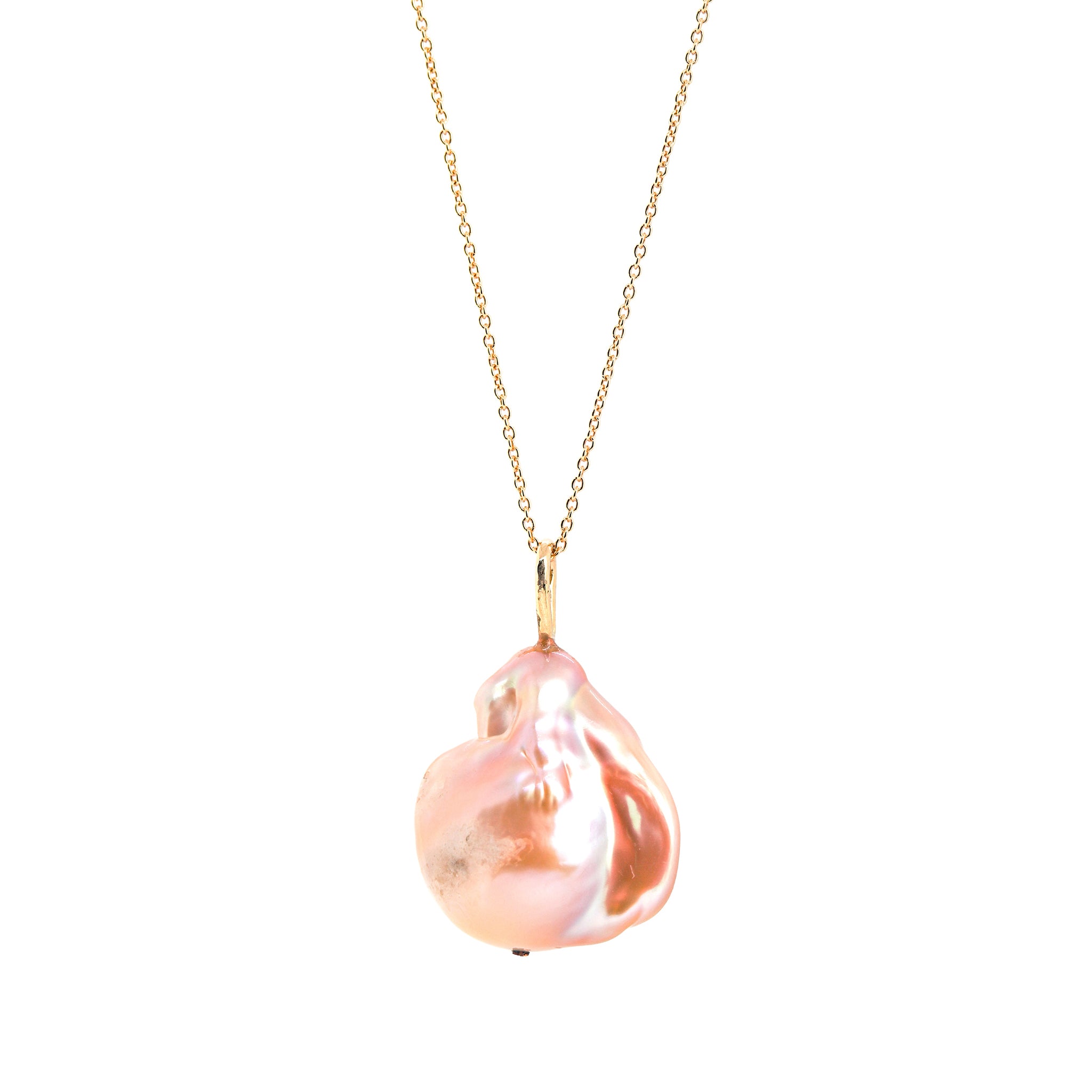 Pinkish Peach Baroque Pearl Necklace