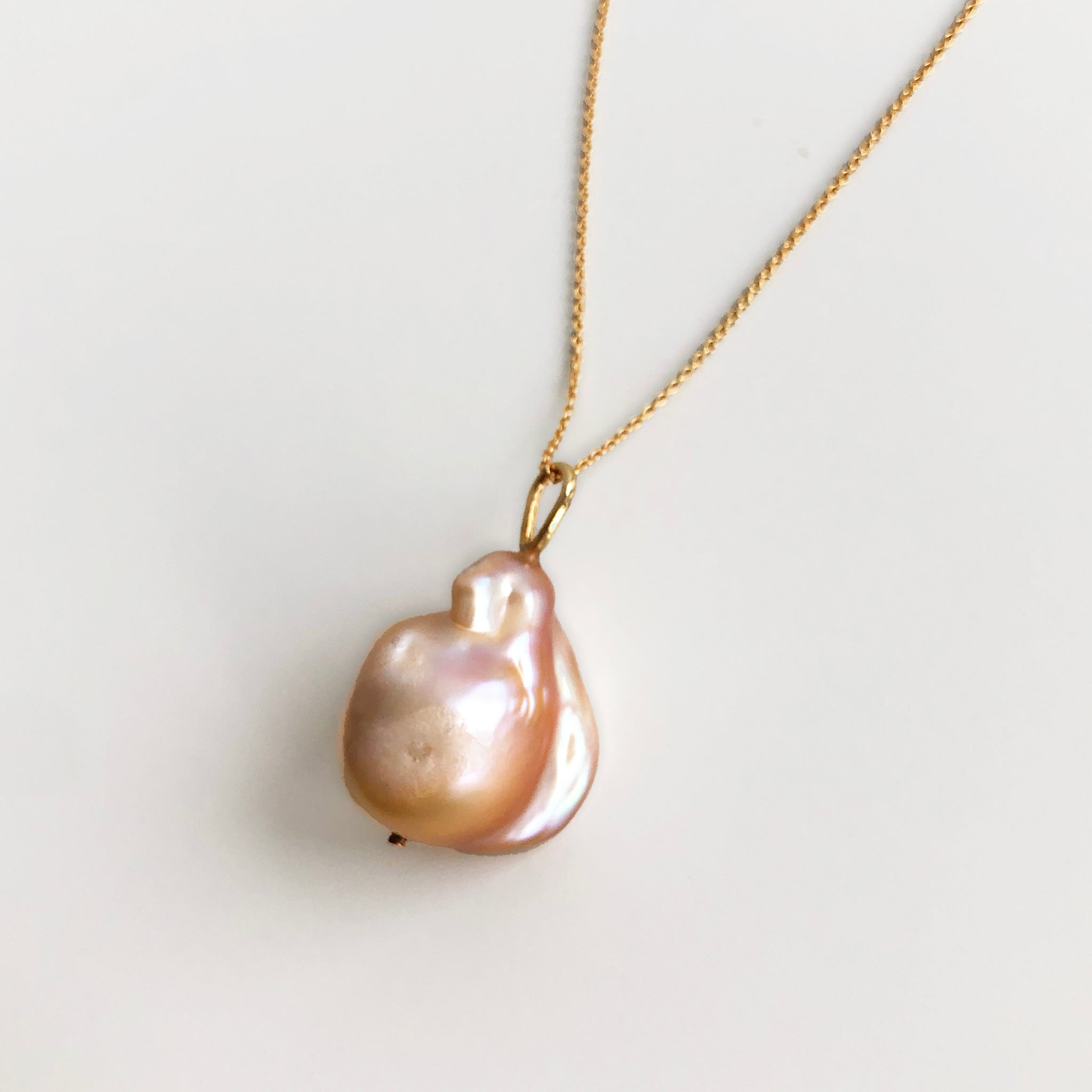 Pinkish Peach Baroque Pearl Necklace