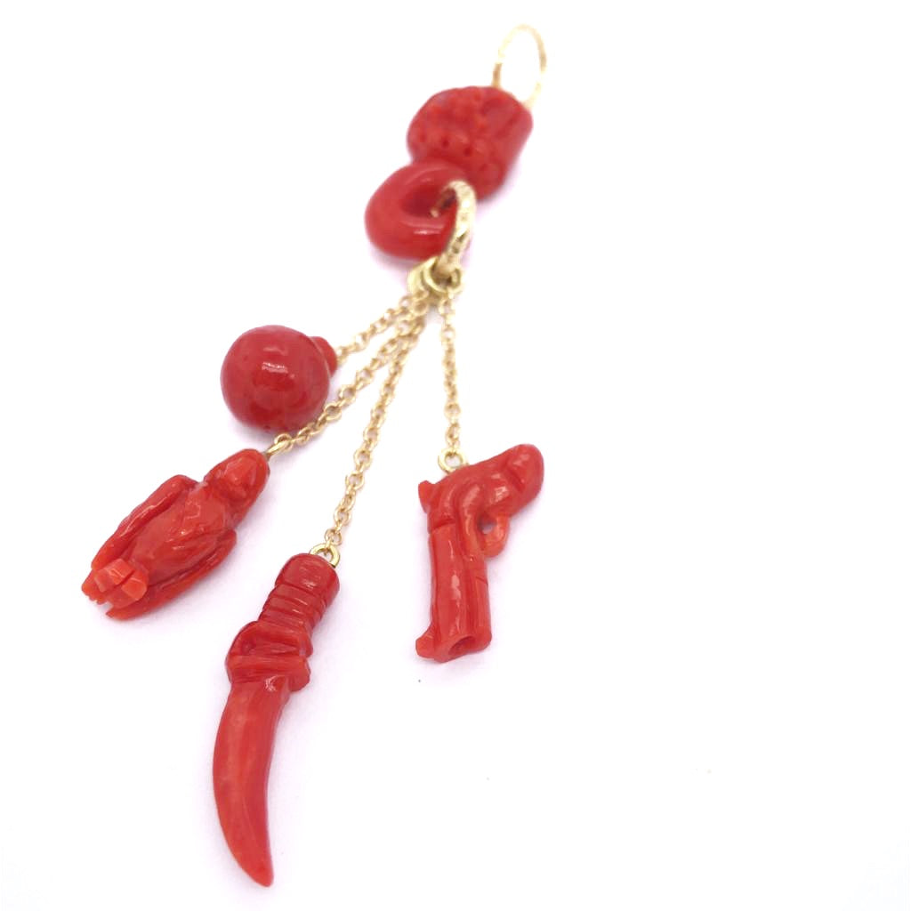 Red Coral Pirate Charm Pendant