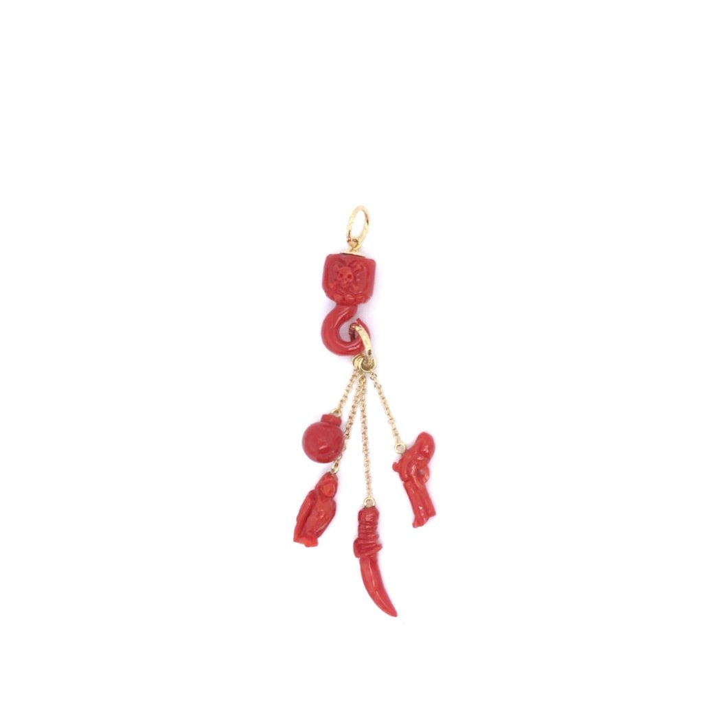 Red Coral Pirate Charm Pendant