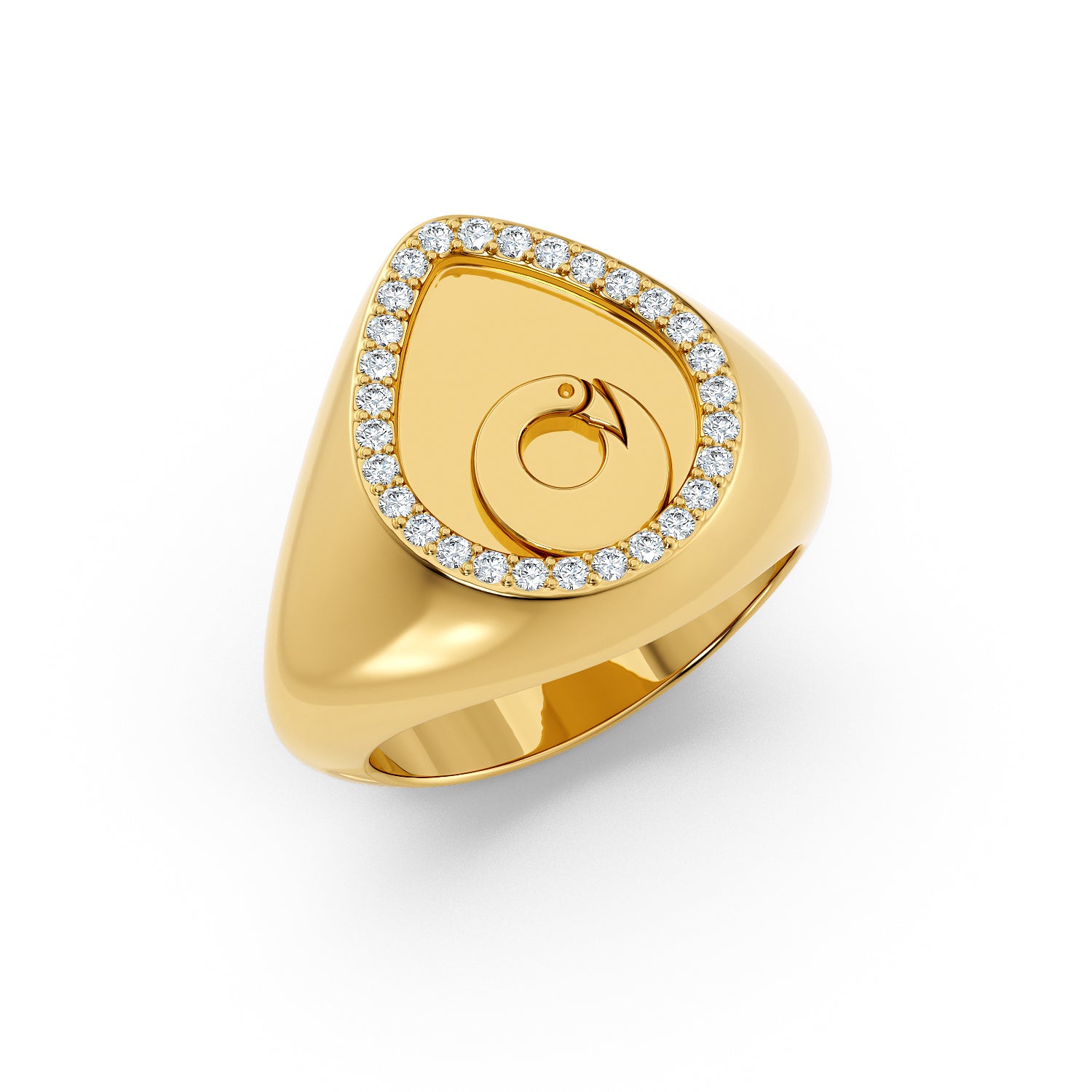 Sankofa Signet Ring - Yellow Gold & Diamonds