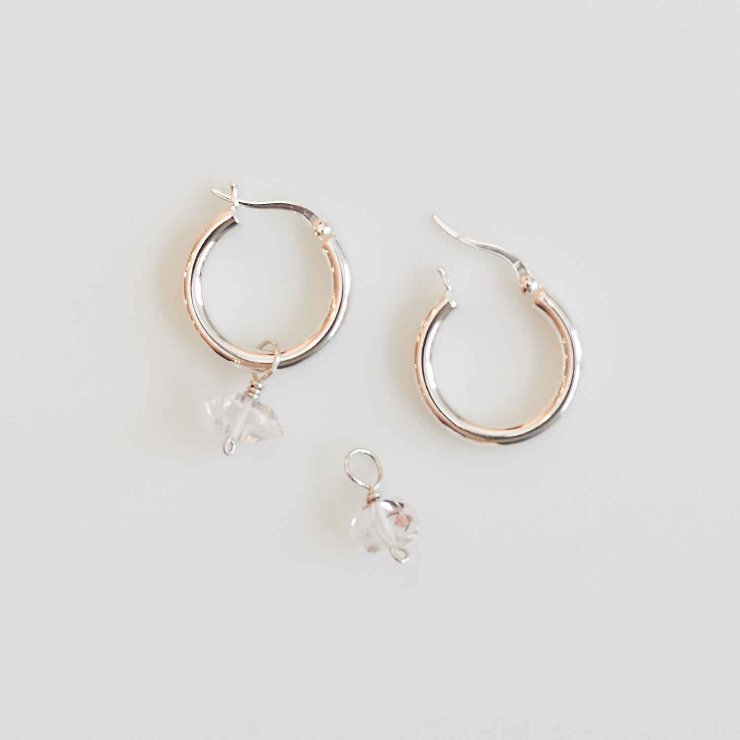Silver Essential Hoops with Charms